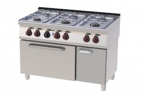 RM Gastro REDFOX SPBT 70/120 21 G Gáztűzhely 6 égővel, gázüzemű statikus sütővel