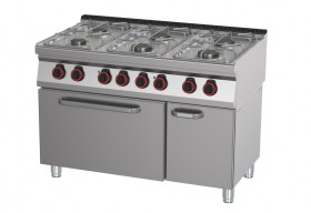 RM Gastro REDFOX SPBT 70/120 21 GE Gáztűzhely 6 égővel, elektromos statikus sütővel