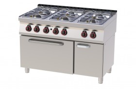 RM Gastro REDFOX SPT 70/120 21 G Gáztűzhely 6 égővel, gázüzemű statikus sütővel