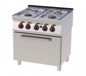 RM Gastro REDFOX SPBT 70/80 21 G Gáztűzhely 4 égővel, gázüzemű statikus sütővel