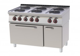 RM Gastro REDFOX SPT 70/120-11 E Elektromos tűzhely 6 db kör alakú főzőlappal, elektromos légkeveréses sütővel